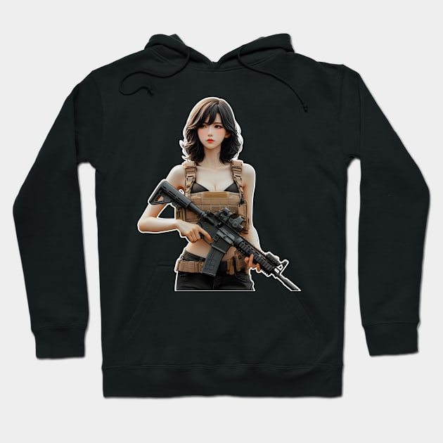 Tactical Girl Hoodie by Rawlifegraphic